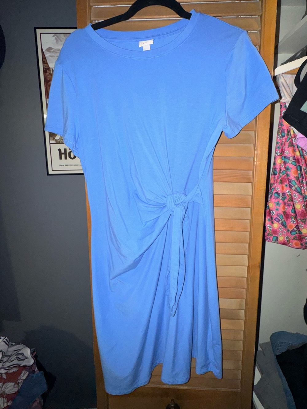 a new day Blue Short Sleeve Knot-Front Mini Dress
